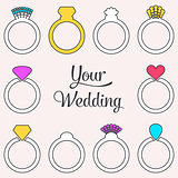 Card with engagement or wedding rings 