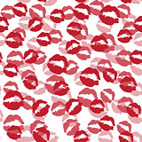 Seamless pattern with a lipstick kiss