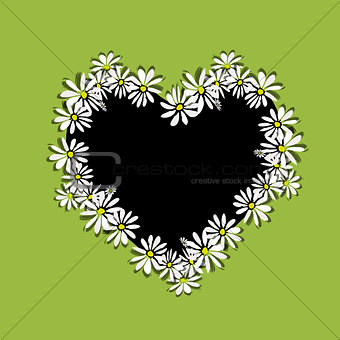 Daisy floral heart for your design
