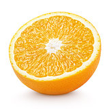 Half orange citrus fruit isolated on white