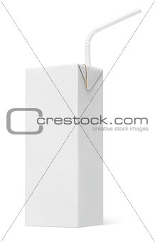 Milk or juice carton package with straw