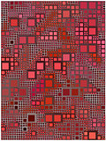 red background made with circles and rounded squares