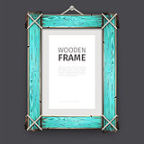 Old Wooden Frame with Cyan Paint