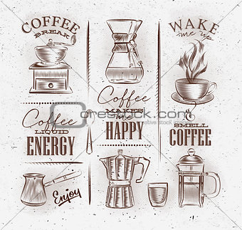 Coffee symbols brown