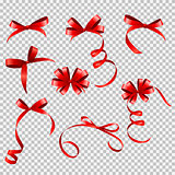 Red Ribbon and Bow Set on Transparent Background for Your Design