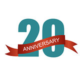 Twenty 20 Years Anniversary Label Sign for your Date. Vector Ill