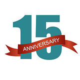 Fifteen 15 Years Anniversary Label Sign for your Date. Vector Il