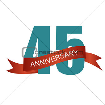 Forty Five Years Anniversary Label Sign for your Date. Vector Il