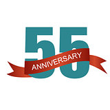 Fifty Five 55 Years Anniversary Label Sign for your Date. Vector