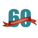 Sixty 60 Years Anniversary Label Sign for your Date. Vector Illu