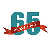 Sixty Five 65 Years Anniversary Label Sign for your Date. Vector