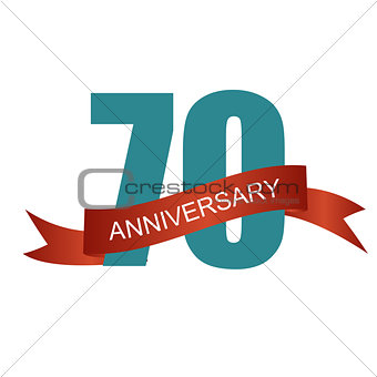 Seventy 70 Years Anniversary Label Sign for your Date. Vector Il