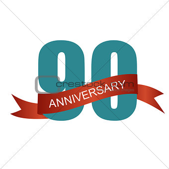 Ninety 90 Years Anniversary Label Sign for your Date. Vector Ill