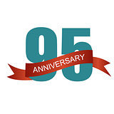 Ninety Five 95 Years Anniversary Label Sign for your Date. Vecto
