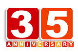 Thirty Five 35 Years Anniversary Label Sign for your Date. Vecto