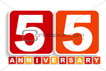 Fifty Five 55 Years Anniversary Label Sign for your Date. Vector