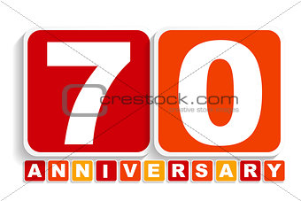 Seventy 70 Years Anniversary Label Sign for your Date. Vector Il