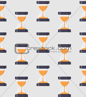Hourglass, Sandglass Icon Seamless Pattern Background in Flat St