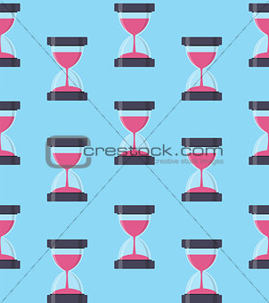 Hourglass, Sandglass Icon Seamless Pattern Background in Flat St