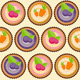 Sweet Cakes with Berry and Carrot Seamless Pattern Background