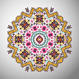 Ornamental round  geometric pattern in aztec style