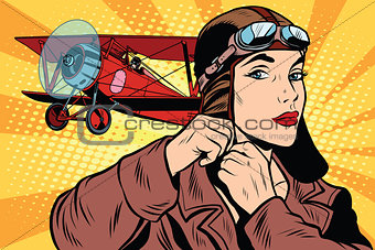 Girl retro military pilot