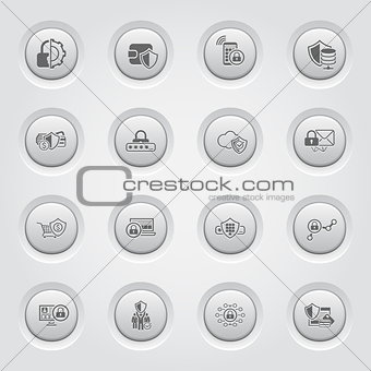 Button Design Protection and Security Icons Set