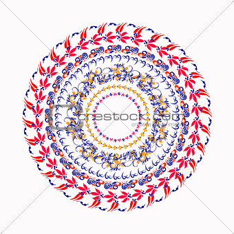 hohloma round red yellow pattern on a white. vector illustration