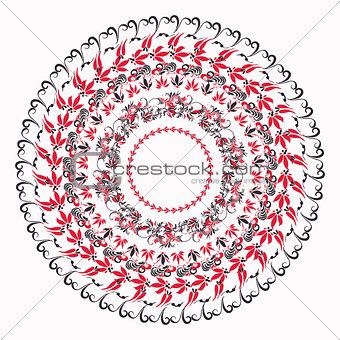 hohloma round traditional pattern on white. vector illustration