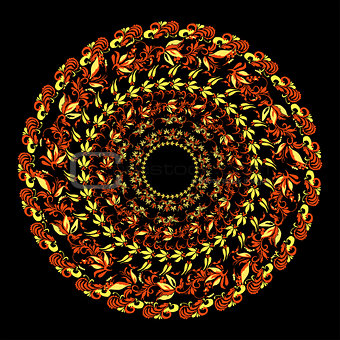 hohloma traditional pattern on a black. vector illustration