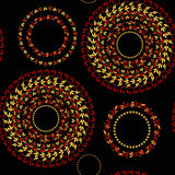 circular pattern Hohloma seamless on a black. vector illustratio