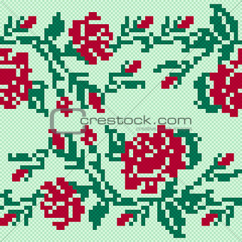 Ethnic Ukrainian Broidery in red and green
