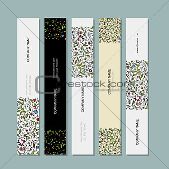 Business cards, floral banners design