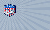 Business card Drywall Repair Service American Flag Shield Retro