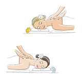 Back massage, woman sketch for your design