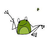 Funny yoga frog, sketch for your design