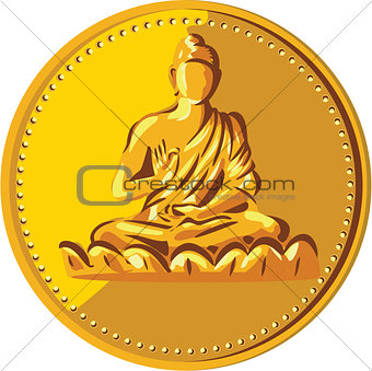 Buddha Gold Coin Medallion Retro