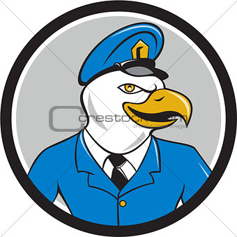 Bald Eagle Policeman Circle Cartoon