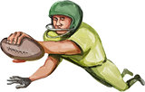 American Football Player Touchdown Caricature