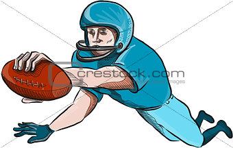 American Football Player Touchdown Drawing