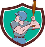 Baseball Player Batting Crest Cartoon