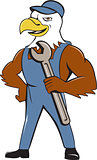 American Bald Eagle Mechanic Spanner Cartoon 