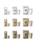 Bag packaging and take away coffee cups