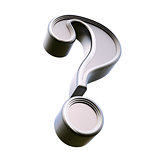 Metal question mark. Isolated on white background. 3d rendering.