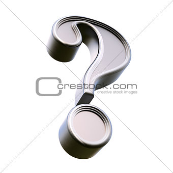Metal question mark. Isolated on white background. 3d rendering.