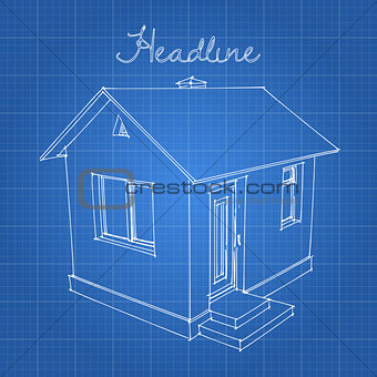Drawing of the home on a blue background.