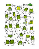 Funny frogs collection, sketch for your design