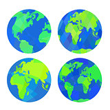 Set of earth globes.