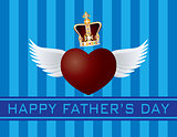 Father's Day with Crown and Flying Heart Illustration