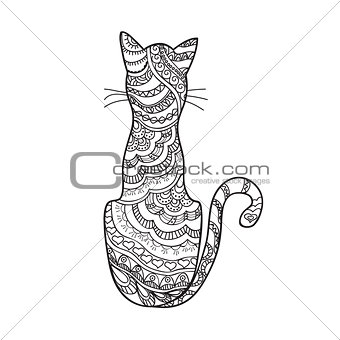 hand drawn decorated cartoon cat